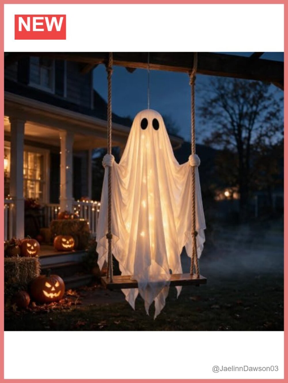 5ft Hanging Ghost Halloween Decoration LED Swinging Outdoor